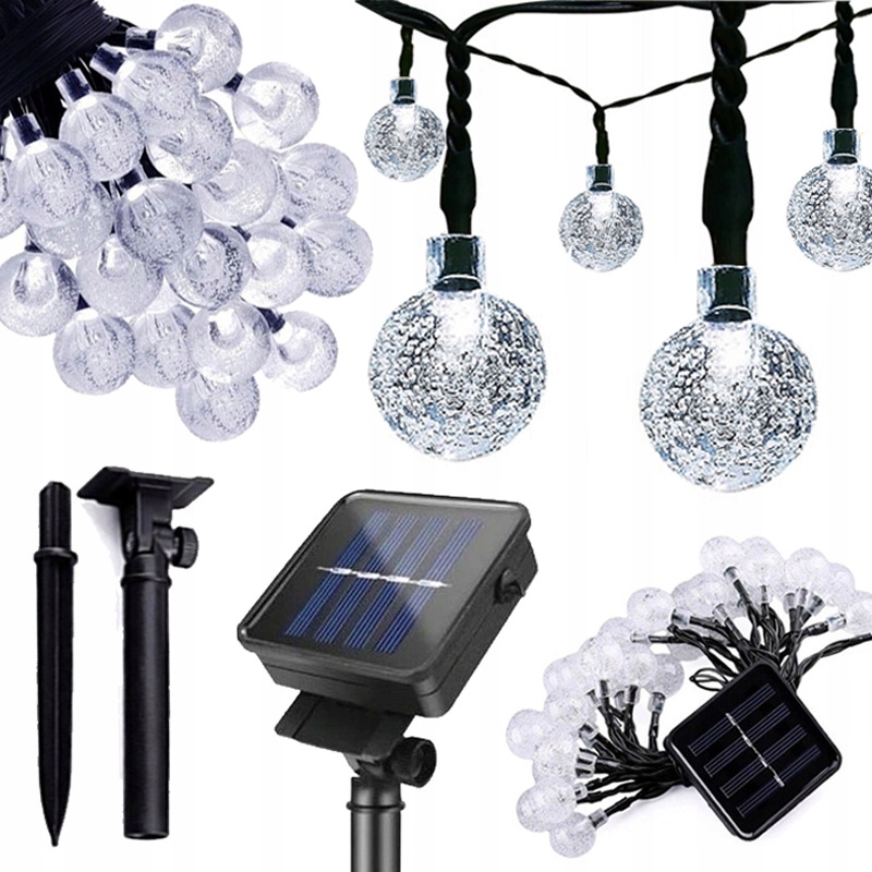 GARLAND SOLÁRNE ZÁHRADNÉ LAMPY 50 LED GULIČEK 9,5M